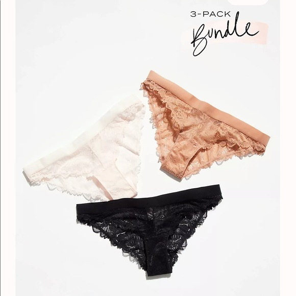 Free People Other - New Free people 3 pack Panties Black and white Medium M